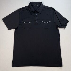 Travis Mathew Double Pocket Golf Polo Men's L Black Pima Cotton Stretch *LOGO*